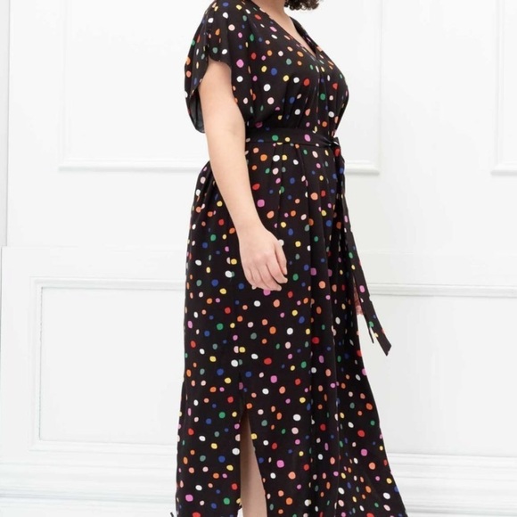 Eloquii Black & Multi Colored Polka Dot Maxi Dress - Picture 2 of 13
